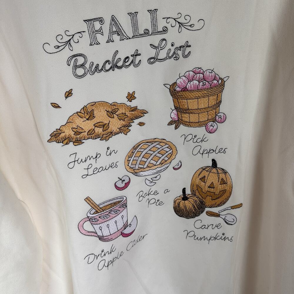 Fall Bucket List Sweatshirt Crewneck Size Extra Large Oversized Cotton Poly - Picture 7 of 9